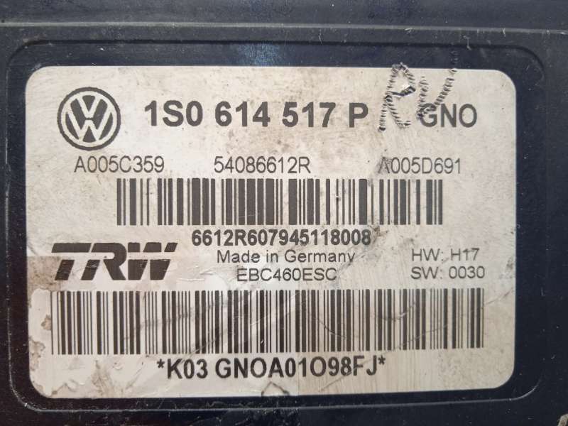 Recambio de abs para volkswagen up! (121, 122, bl1, bl2, bl3, 123) 1.0 referencia OEM IAM 1S0614517P A005C359 54086612R 5