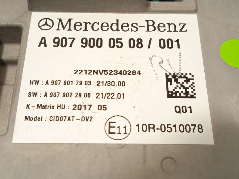 Recambio de pantalla multifuncion para mercedes-benz sprinter 4-t furgoneta (b907, b910) 419 cdi rwd (907.643, 907.645, 907.647) 5