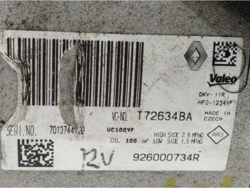 Recambio de compresor aire acondicionado para renault captur 1.2 tce energy referencia OEM IAM 926000734R - Gris 5