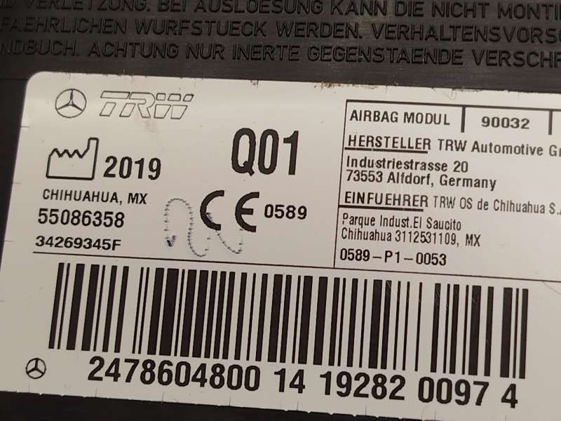 Recambio de airbag lateral derecho para mercedes-benz glb (x247) glb 200 d (247.612) referencia OEM IAM 2478604800 A2478604800 4