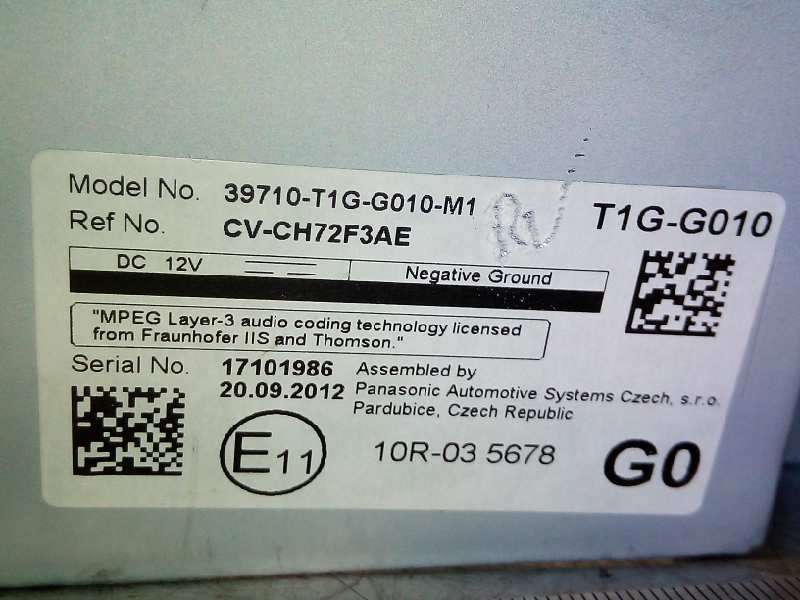Recambio de pantalla multifuncion para honda cr-v elegance 4x4 referencia OEM IAM 39710T1GG010M1 39710T1GG01 4