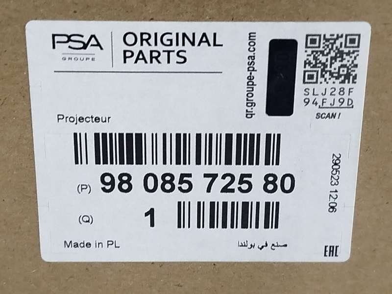 Recambio de faro derecho para peugeot expert combi standard referencia OEM IAM 9808572580 8