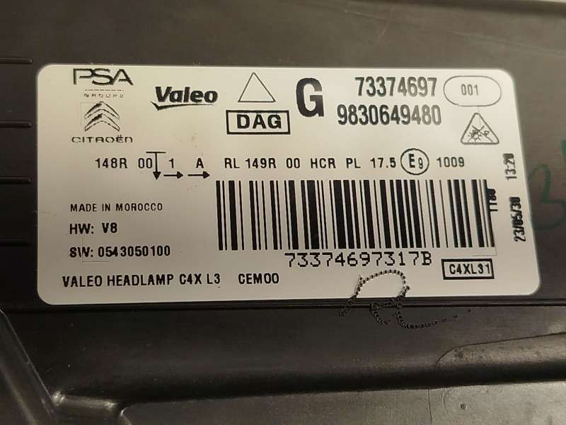 Recambio de faro izquierdo para citroën c4 iii 1.2 referencia OEM IAM 9830649480  73374697 6