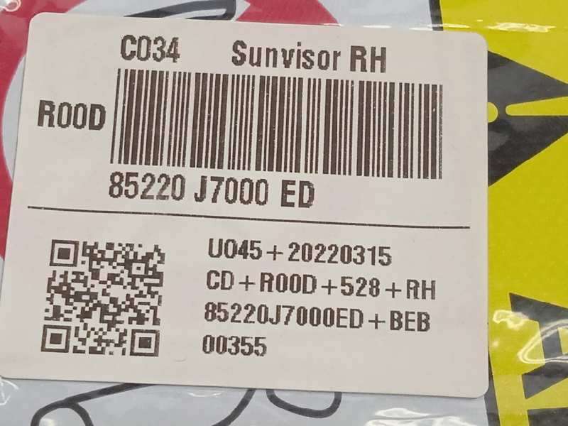 Recambio de parasol derecho para kia xceed 1.0 tgdi cat referencia OEM IAM 85220J7000ED 3