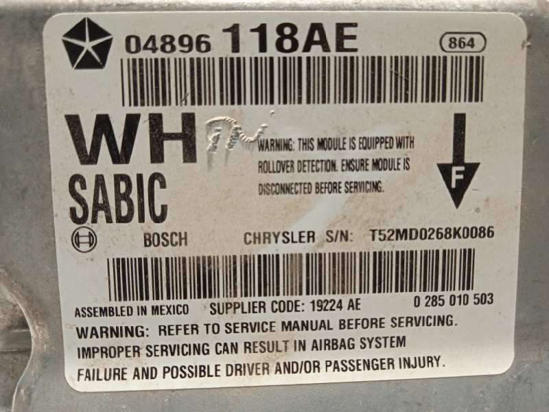 Recambio de centralita airbag para jeep gr. cherokee (wh) 3.0 crd limited referencia OEM IAM 04896118AE  0285010503 - Negro 4