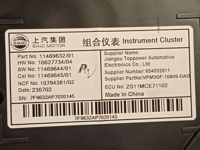 Recambio de cuadro instrumentos para mg zs suv (azs1) 1.5 vti referencia OEM IAM 11469632 - Negro 5