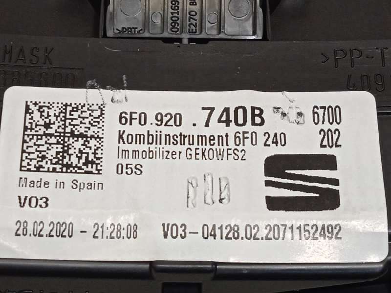 Recambio de cuadro instrumentos para seat ibiza (kj1) style referencia OEM IAM 6F0920740B - Blanco 6