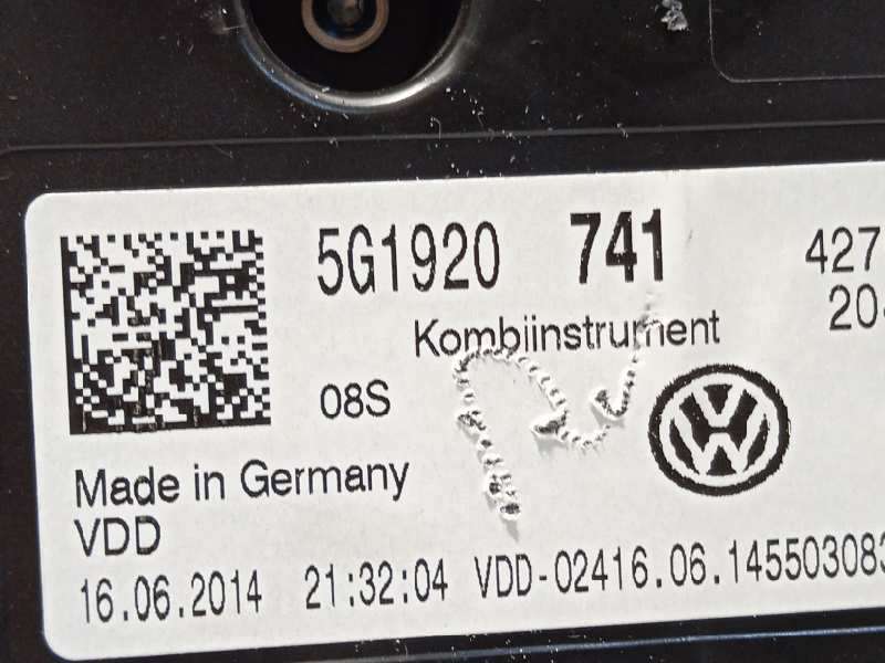 Recambio de cuadro instrumentos para volkswagen golf vii lim. advance bluemotion referencia OEM IAM 5G1920741 - Gris 6