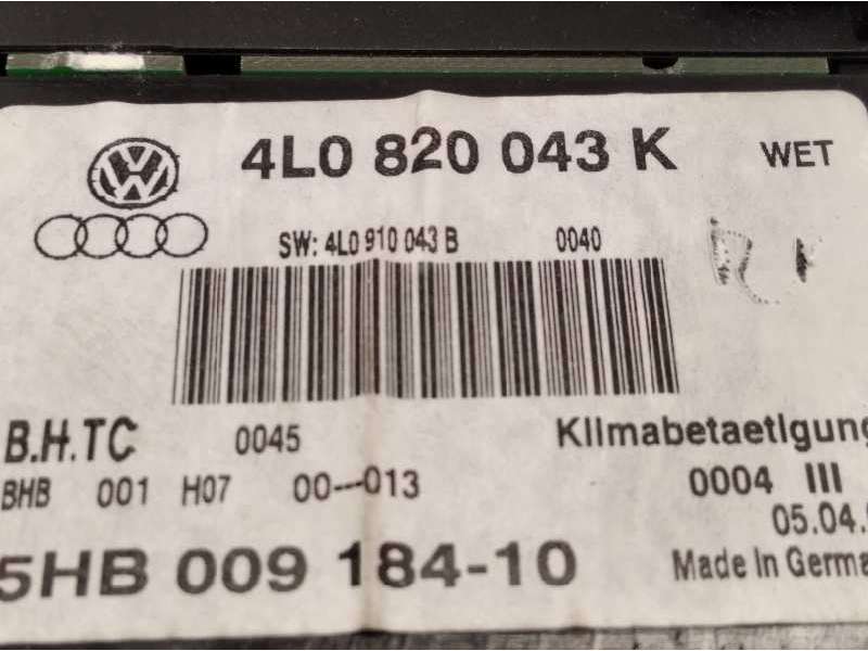 Recambio de mando climatizador para audi q7 (4l) 3.0 v6 24v tdi referencia OEM IAM 4L0820043K 4L0820043KWET 5HB009184 - Gris 6