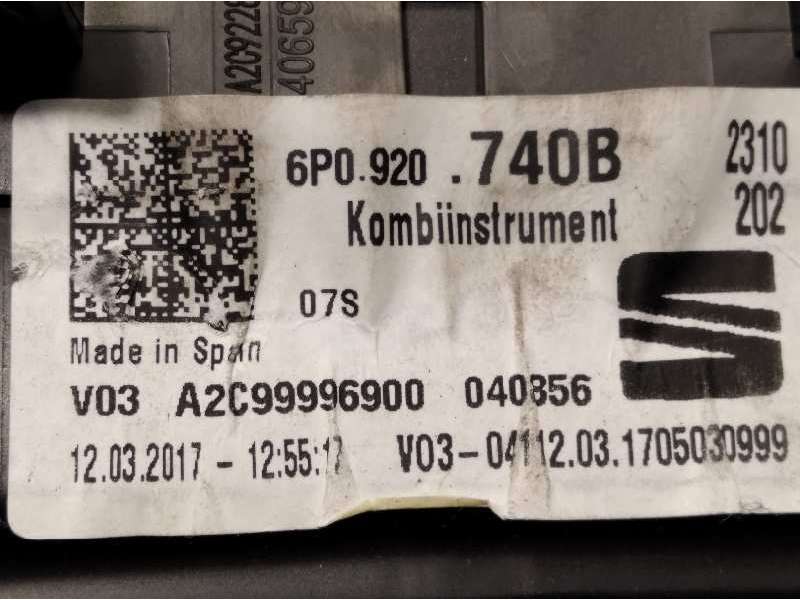 Recambio de cuadro instrumentos para seat ibiza (6j5) stylance referencia OEM IAM 6P0920740B 6P0920740C A2C99996900 - Blanco 3