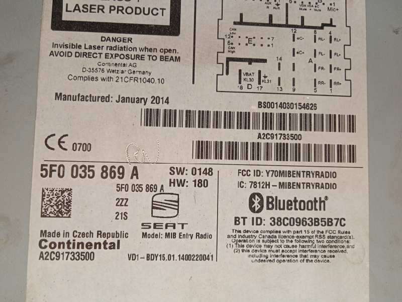 Recambio de sistema audio / radio cd para seat leon (5f1) style referencia OEM IAM 5F0035869A 5F0035869A2ZZ - Negro 6