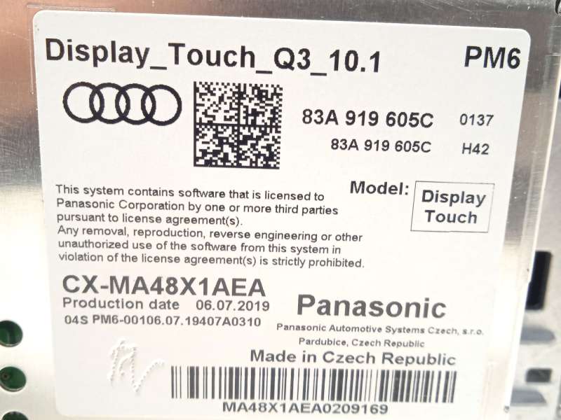 Recambio de pantalla multifuncion para audi q3 sportback (f3n) 45 tfsi quattro referencia OEM IAM 83A919605C  CXMA48X1AEA 6