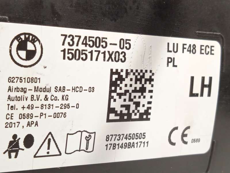 Recambio de airbag lateral izquierdo para bmw x1 (f48) xdrive 20 d referencia OEM IAM 7374505 72127374505 3
