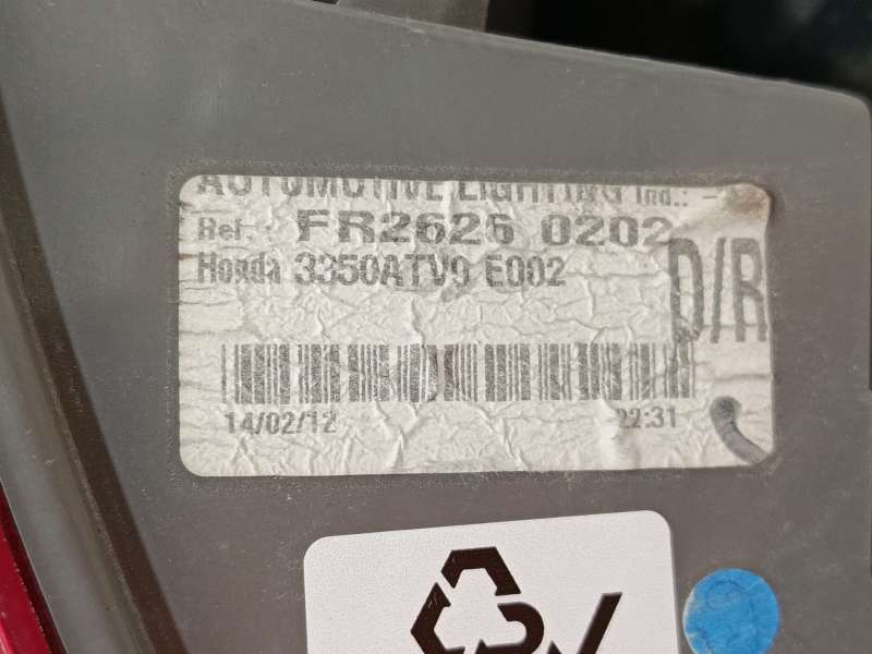 Recambio de piloto trasero derecho para honda civic ix (fk) 2.2 i-dtec (fk3) referencia OEM IAM 33500TV0E01 3350ATV9E002 FR26260 5