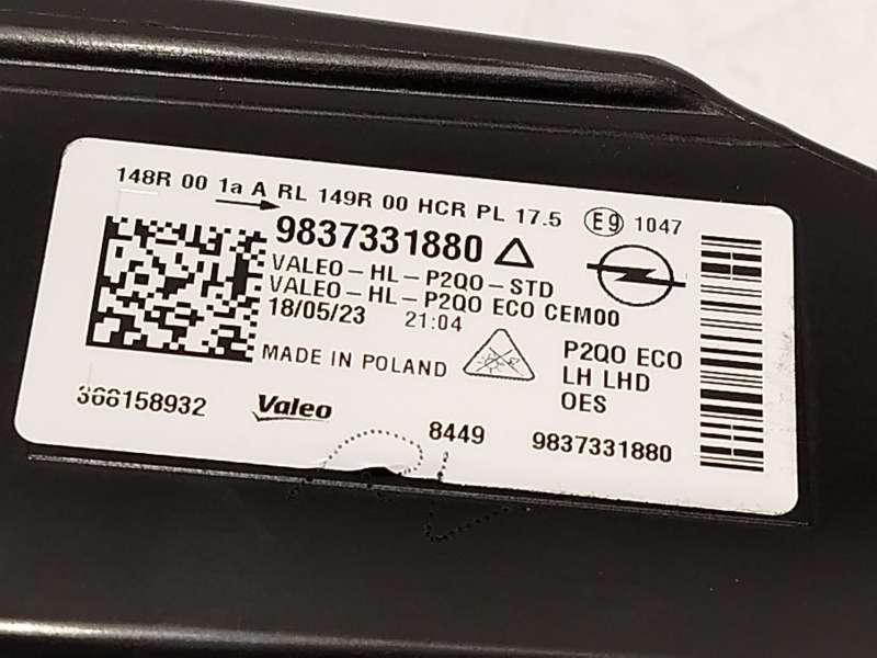 Recambio de faro izquierdo para opel mokka 1.2 (76) referencia OEM IAM 9837331880  368158932 7