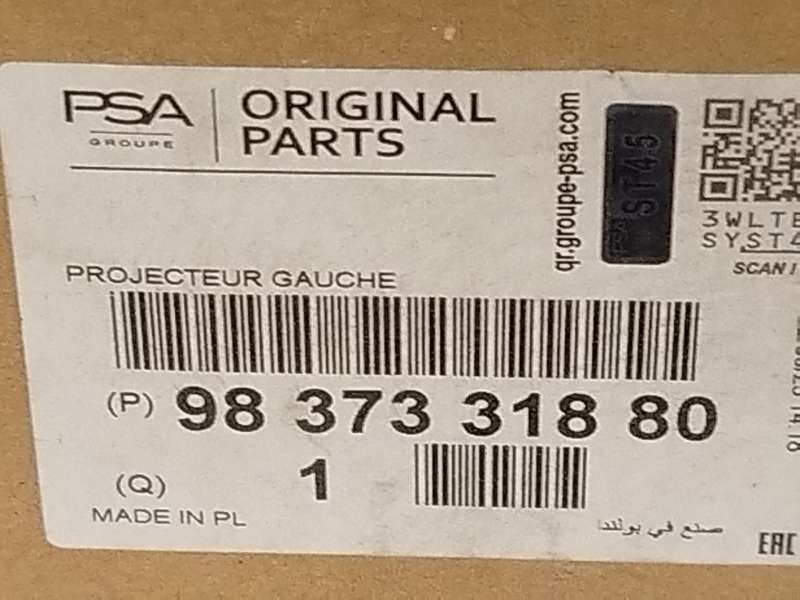 Recambio de faro izquierdo para opel mokka 1.2 (76) referencia OEM IAM 9837331880  368158932 8