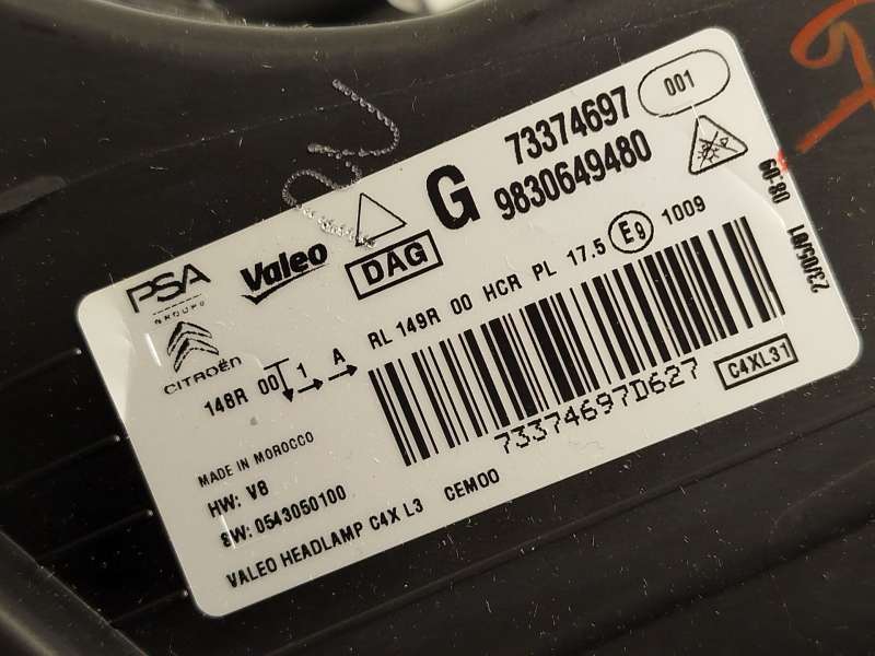 Recambio de faro izquierdo para citroën c4 iii 1.2 referencia OEM IAM 9830649480  73374697 7