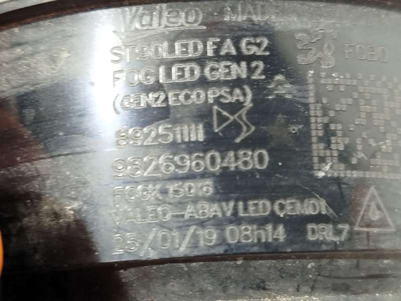 Recambio de faro antiniebla izquierdo para peugeot 308 ii (lb_, lp_, lw_, lh_, l3_) 1.2 thp 130 referencia OEM IAM 9826960480 5