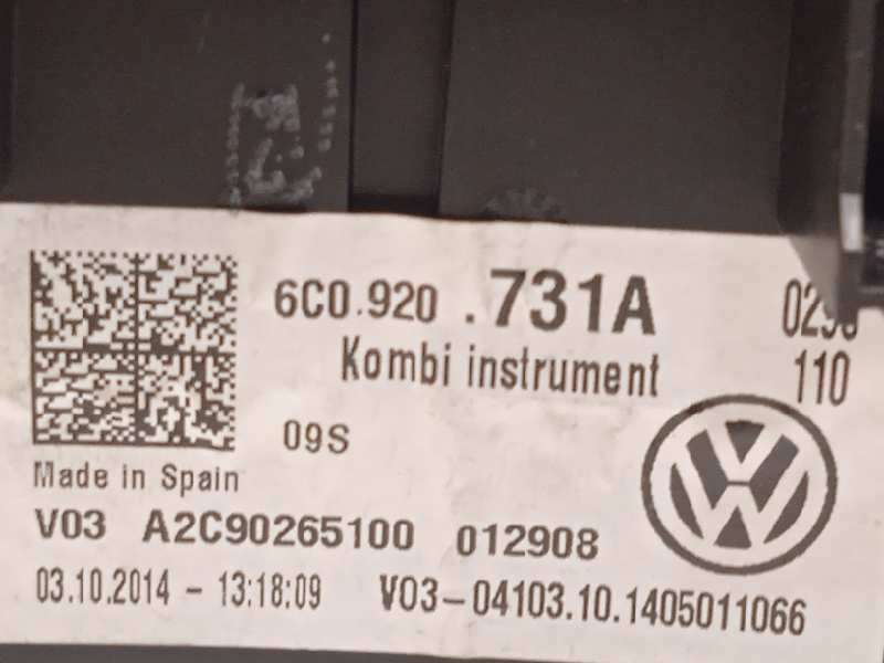 Recambio de cuadro instrumentos para volkswagen polo (6c1) sport bluemotion referencia OEM IAM 6C0920731A  A2C90265100 - Blanco 6