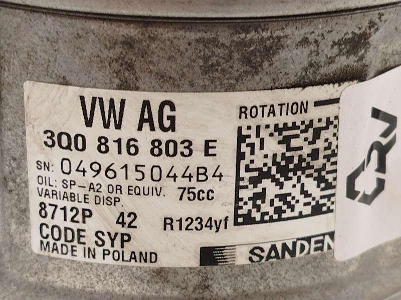 Recambio de compresor aire acondicionado para volkswagen taigo (cs1) 1.0 tsi referencia OEM IAM 3Q0816803E  8712P 6