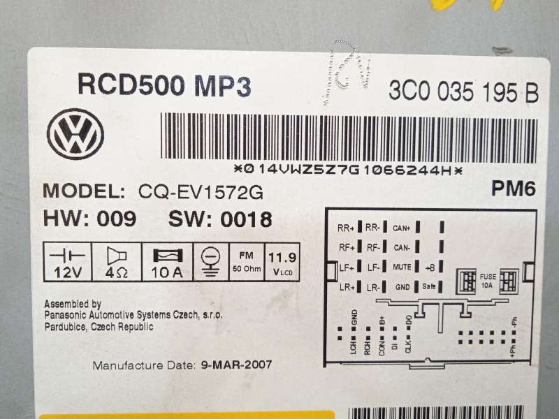 Recambio de sistema audio / radio cd para volkswagen passat b6 (3c2) 2.0 fsi referencia OEM IAM 3C0035195B - Negro 7