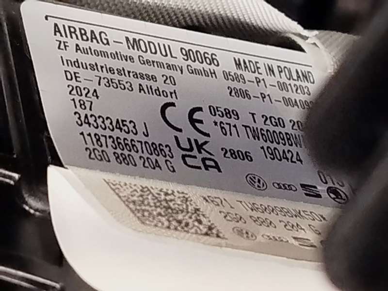 Recambio de kit airbag para volkswagen taigo (cs1) 1.0 tsi referencia OEM IAM 2G1857004N4VA 2G0880204G 2GM880201Q 7