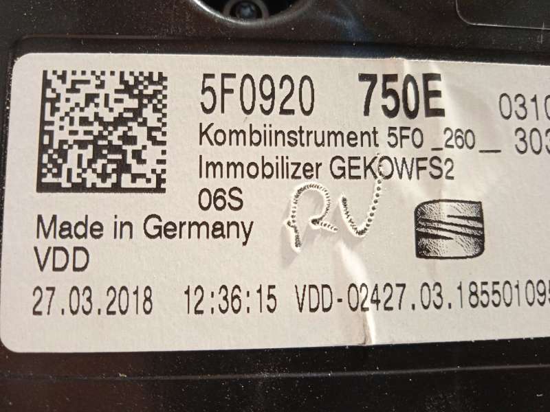 Recambio de cuadro instrumentos para seat ateca (kh7, khp) 1.4 tsi referencia OEM IAM 5F0920750E - Blanco 7
