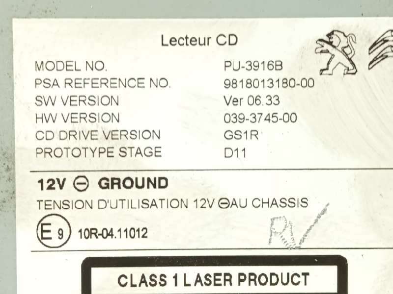 Recambio de sistema audio / radio cd para peugeot 308 style referencia OEM IAM 9818013180 1610916280 1629118180 4