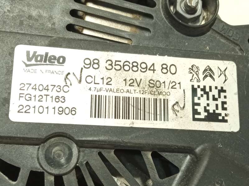 Recambio de alternador para peugeot 308 ii (lb_, lp_, lw_, lh_, l3_) 1.2 thp 130 referencia OEM IAM 9835689480 2740473C FG12T163 - Blanco 5