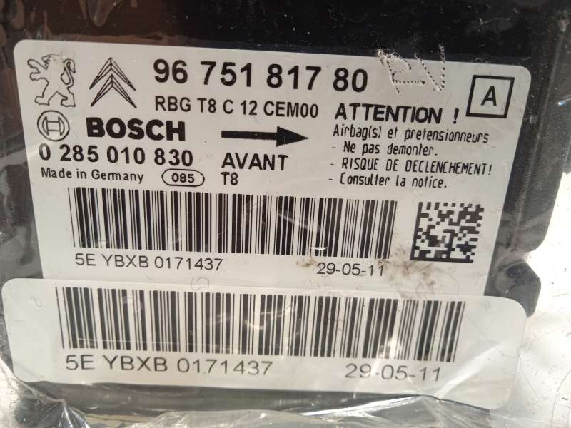 Recambio de centralita airbag para peugeot 5008 1.6 hdi fap referencia OEM IAM 9675181780  0285010830 - Blanco 4