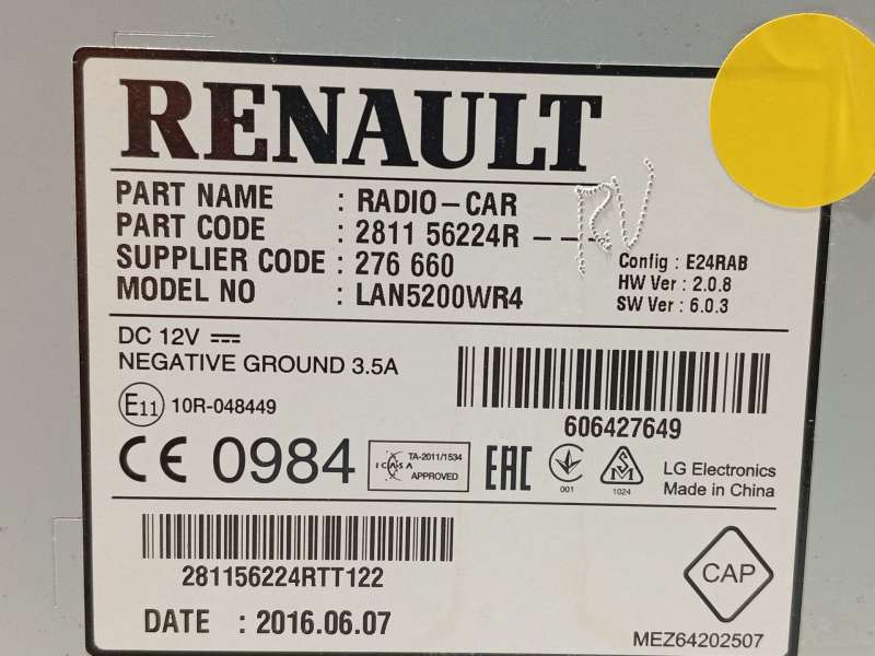 Recambio de sistema audio / radio cd para dacia dokker monospace (ke_) 1.6 lpg referencia OEM IAM 281156224R - Blanco 6