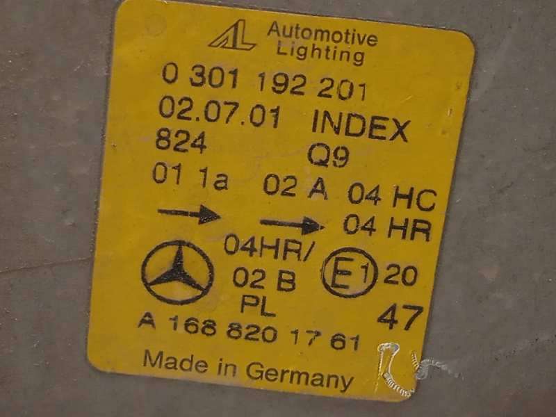 Recambio de faro izquierdo para mercedes-benz clase a (w168) referencia OEM IAM A1688201761  0301192201 - Azul 6