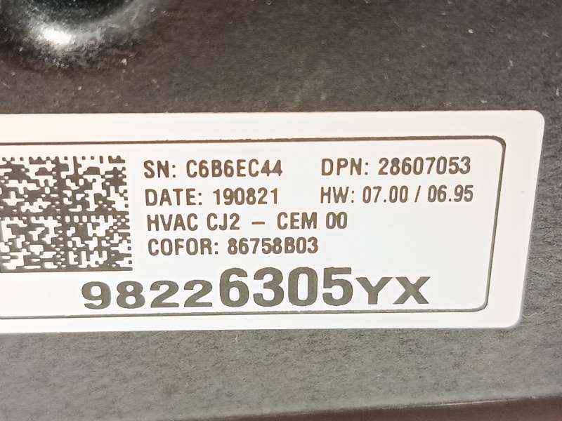 Recambio de mando climatizador para opel crossland x / crossland (p17, p2qo) 1.5 turbo d (75) referencia OEM IAM 98226305YX 3914 6
