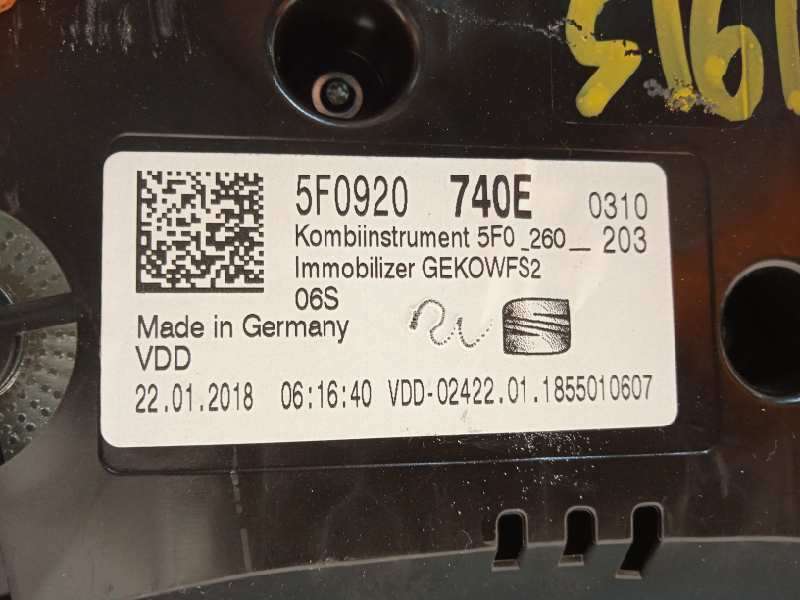 Recambio de cuadro instrumentos para seat leon (5f1) 1.2 tsi referencia OEM IAM 5F0920740E 6