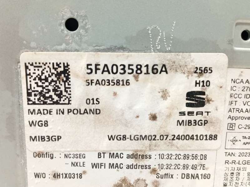 Recambio de sistema navegacion gps para cupra leon (kl1, ku1, kug) 1.5 tsi referencia OEM IAM 5FA035816A - Gris 7