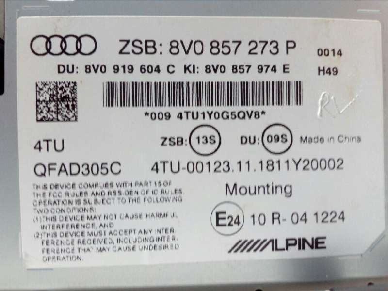 Recambio de pantalla multifuncion para audi a3 sedán (8vm) 30 tdi s line referencia OEM IAM 8V0857279P 8V0919604C 8V0857974E - Blanco 4