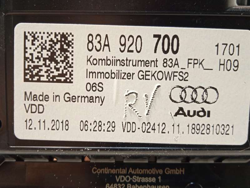 Recambio de cuadro instrumentos para audi q3 sportback (f3n) 35 tdi referencia OEM IAM 83A920700  A2C12973300 8