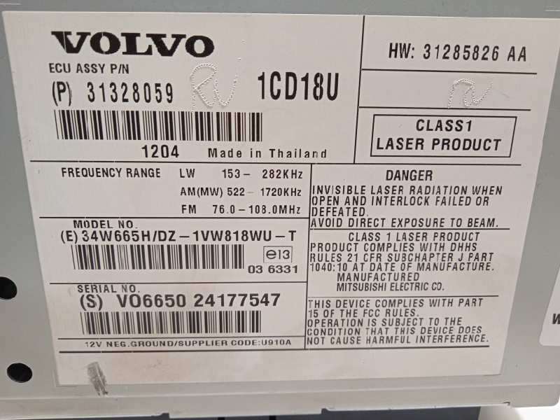 Recambio de sistema audio / radio cd para volvo c30 d2 kinetic referencia OEM IAM 31328059 P31328059 31285826 - Azul 6