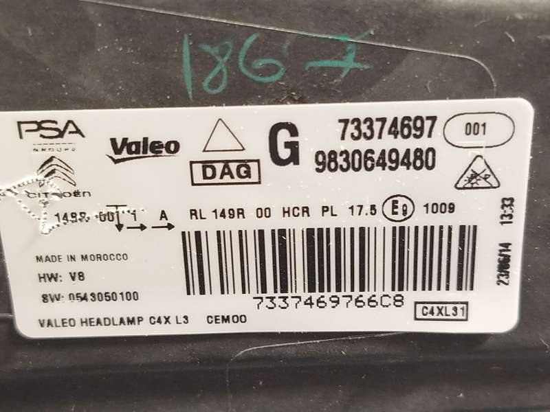 Recambio de faro izquierdo para citroën c4 iii 1.2 referencia OEM IAM 9830649480  73374697 6