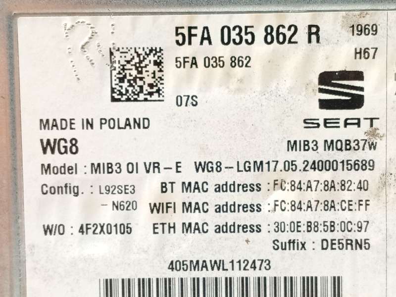 Recambio de sistema navegacion gps para seat leon (kl1, klg) 1.5 etsi referencia OEM IAM 5FA035862R - Rojo 4