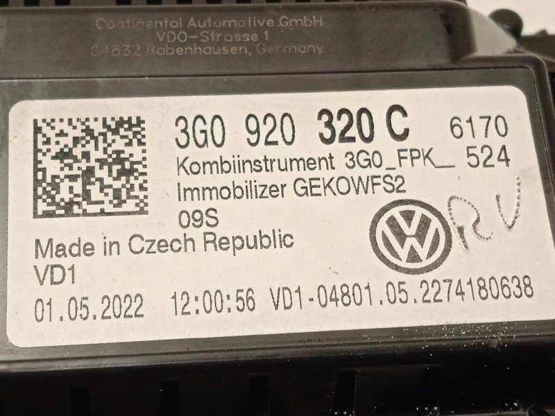 Recambio de cuadro instrumentos para volkswagen tiguan (ax1) 1.5 16v tsi act referencia OEM IAM 3G0920320C 7