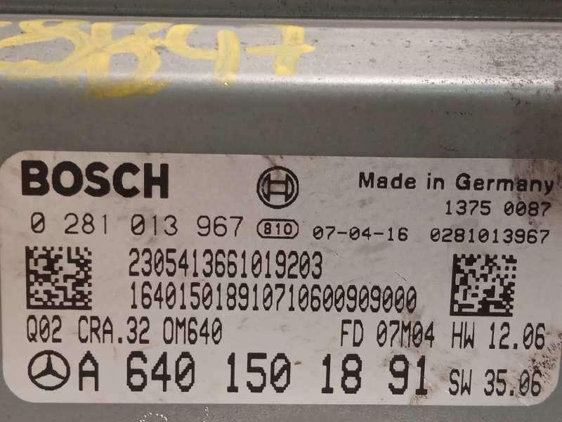 Recambio de centralita motor uce para mercedes-benz clase b (w245) 200 cdi (245.208) referencia OEM IAM A6401501891  0281013967 4