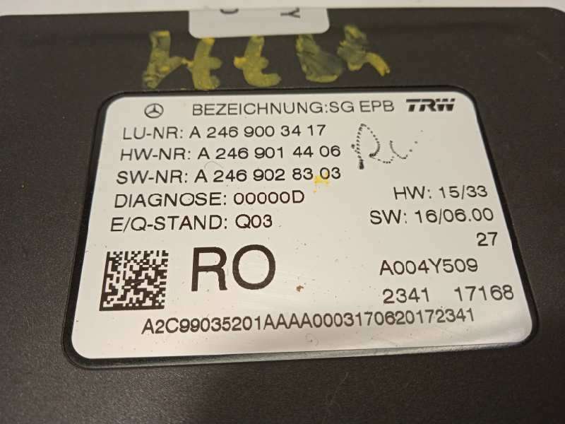 Recambio de centralita freno de mano estacionamiento para mercedes-benz clase cla (w117) cla 200 (117.343) referencia OEM IAM A2 4