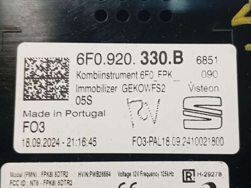 Recambio de cuadro instrumentos para seat ibiza v (kj1, kjg) 1.0 tsi referencia OEM IAM 6F0920330B - Blanco 6