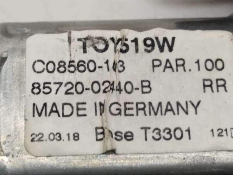 Recambio de elevalunas trasero derecho para toyota auris 1.8 16v (híbrido) referencia OEM IAM 8572002440  6983002430 6