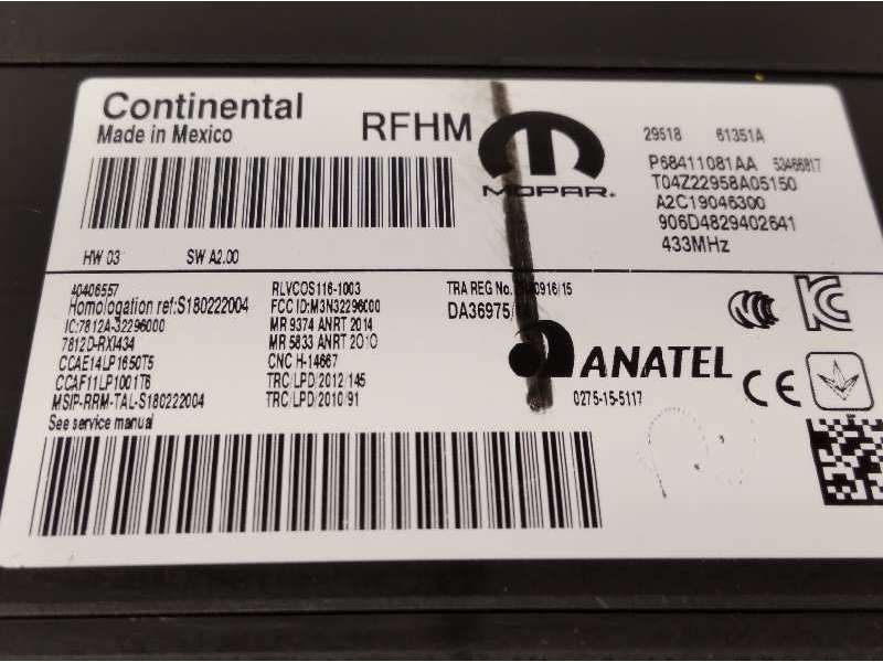 Recambio de modulo electronico para jeep compass ii longitude 4x2 referencia OEM IAM P68411081AA  A2C19046300 4