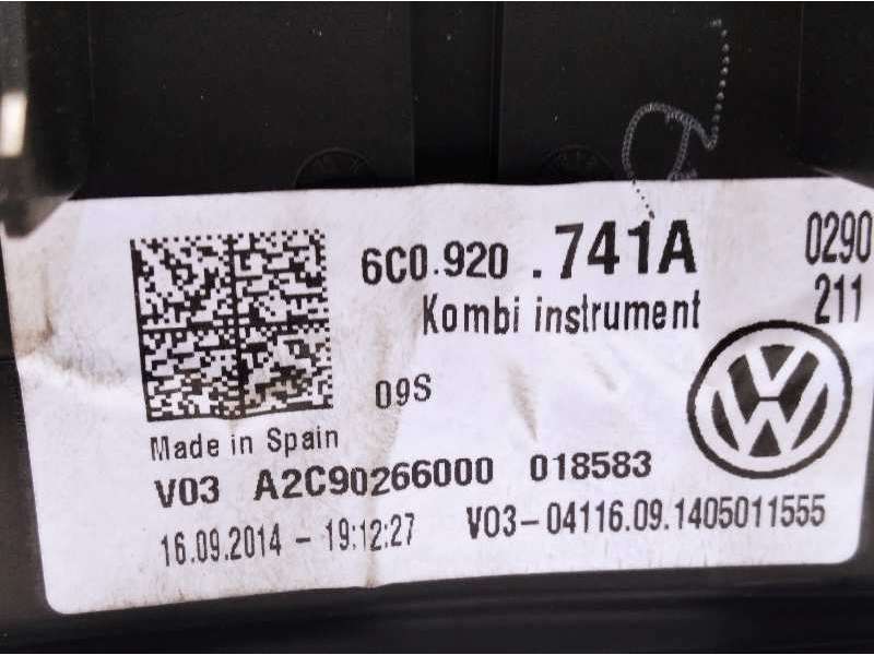 Recambio de cuadro instrumentos para volkswagen polo (6c1) 1.4 tdi referencia OEM IAM 6C0920741A  A2C90266000 - Blanco 5