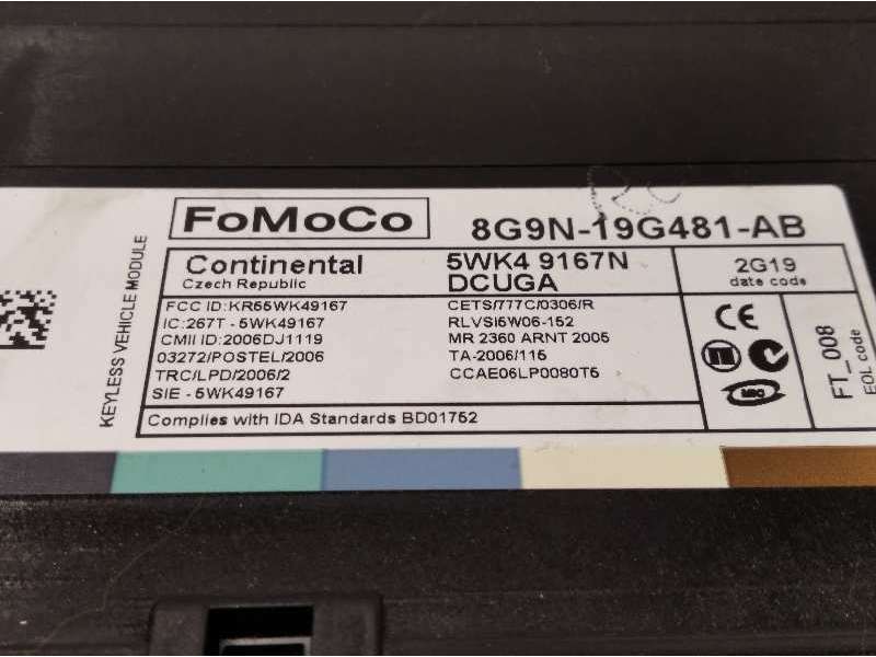 Recambio de modulo electronico para jaguar xf 2.2 diesel referencia OEM IAM 8G9N19G481AB  5WK49167N - Negro 5