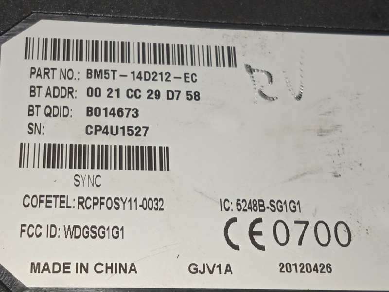 Recambio de modulo electronico para ford b-max 1.6 tdci cat referencia OEM IAM BM5T14D212EC 4