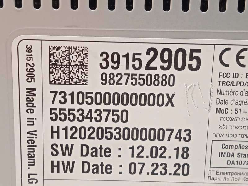 Recambio de pantalla multifuncion para opel crossland x 1.2 referencia OEM IAM 39152905 555343750 9827550880 7